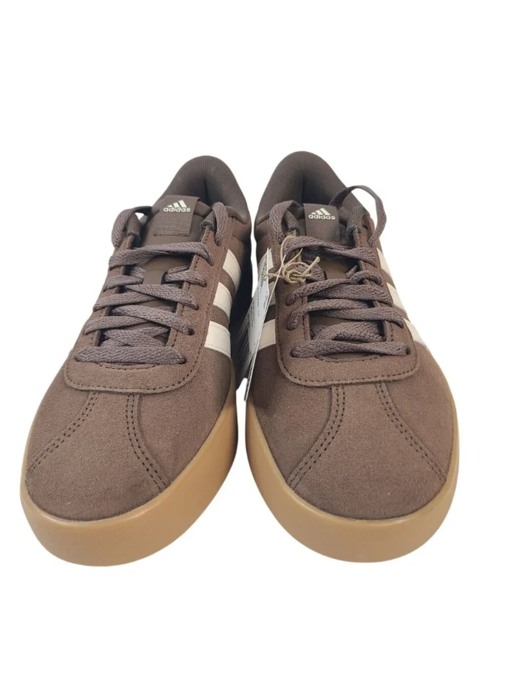 NEW Adidas VL Court 3.0 Women's Sneakers Brown & White Suede Size 8.5